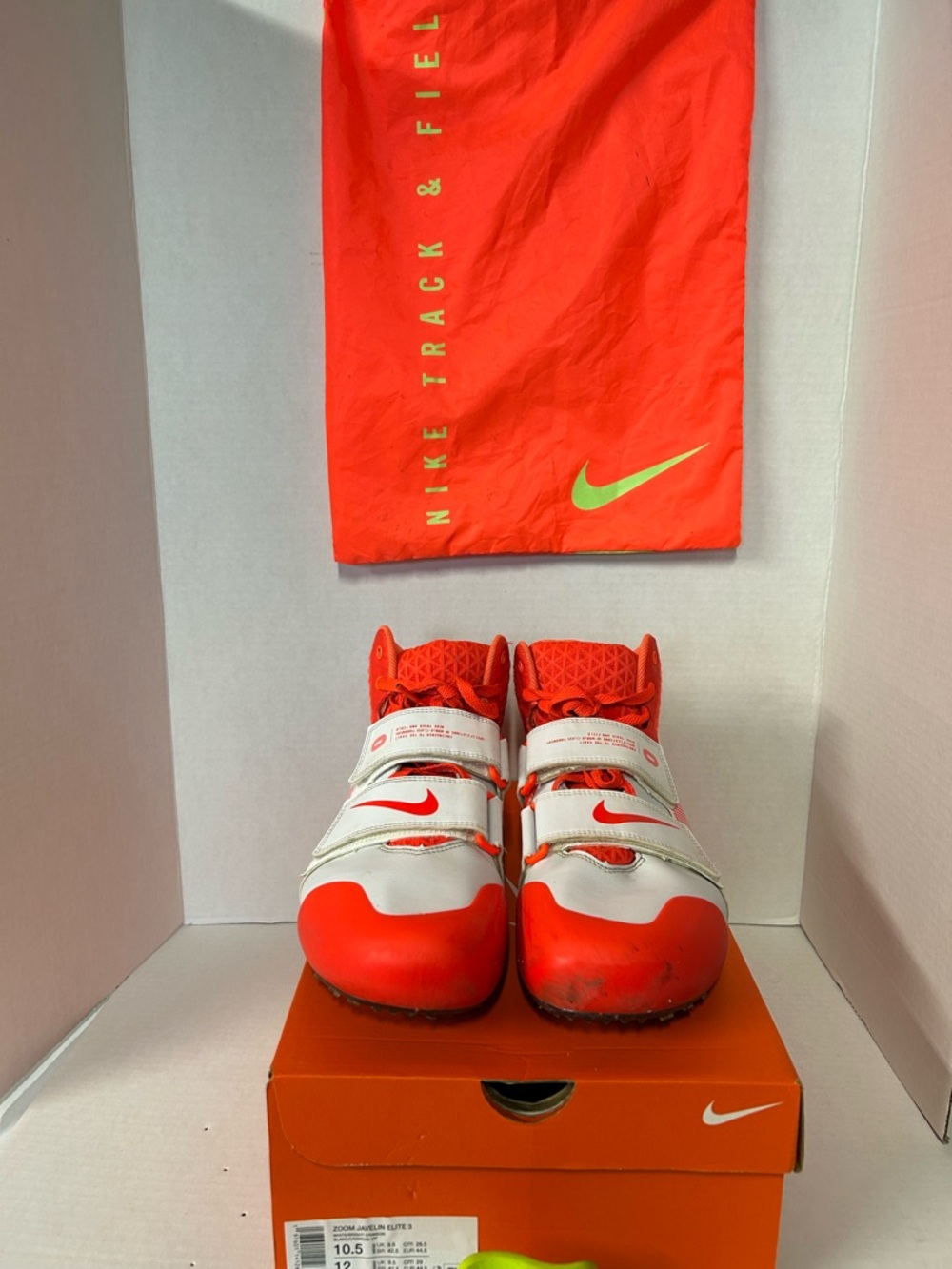 Nike Men's Zoom Javelin Elite 3 Track Field Throwing Spikes Sz 10.5 Wh/Crimson